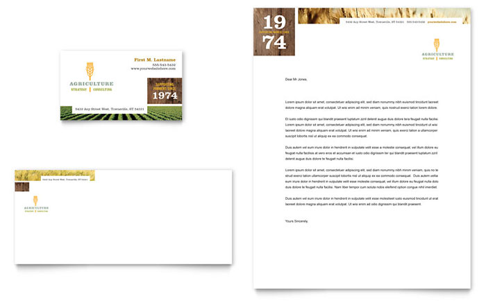 Farming & Agriculture Business Card & Letterhead Template - Word, Publisher, InDesign, Illustrator, Pages, QuarkXPress, CorelDraw