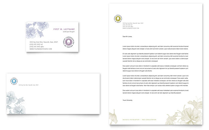 Urban Landscaping Business Card & Letterhead Template - Word, Publisher, InDesign, Illustrator, Pages, QuarkXPress, CorelDraw