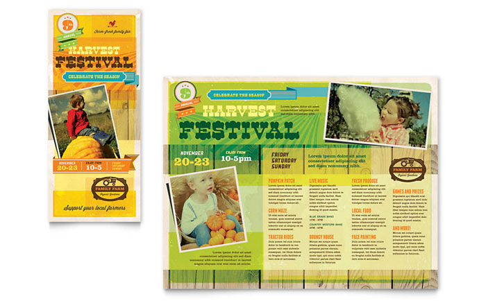 Harvest Festival Trifold Brochure Template - Word, Publisher, InDesign, Illustrator, Pages, QuarkXPress, CorelDraw