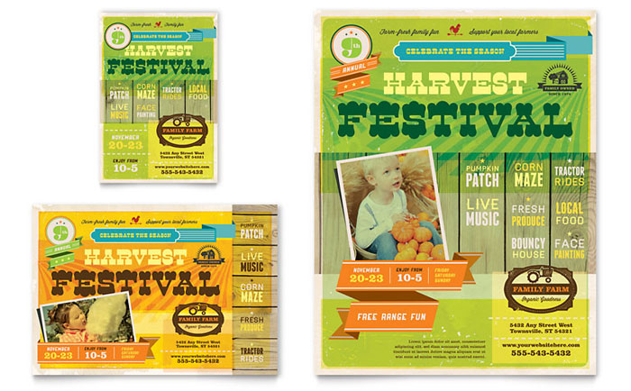 Harvest Festival Flyer & Ad Template - Word, Publisher, InDesign, Illustrator, Pages, QuarkXPress, CorelDraw