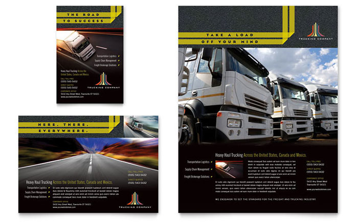 Trucking & Transport Flyer & Ad Template - Word, Publisher, InDesign, Illustrator, Pages, QuarkXPress, CorelDraw