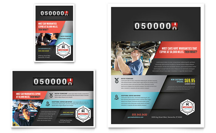 Auto Mechanic Flyer & Ad Template - Word, Publisher, InDesign, Illustrator, Pages, QuarkXPress, CorelDraw