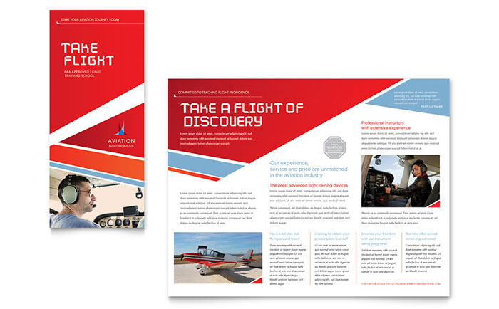 Aviation Flight Instructor Trifold Brochure Template - Word, Publisher, InDesign, Illustrator, Pages, QuarkXPress, CorelDraw