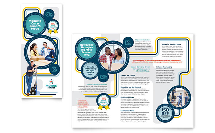 Moving Service Trifold Brochure Template - Word, Publisher, InDesign, Illustrator, Pages, QuarkXPress, CorelDraw