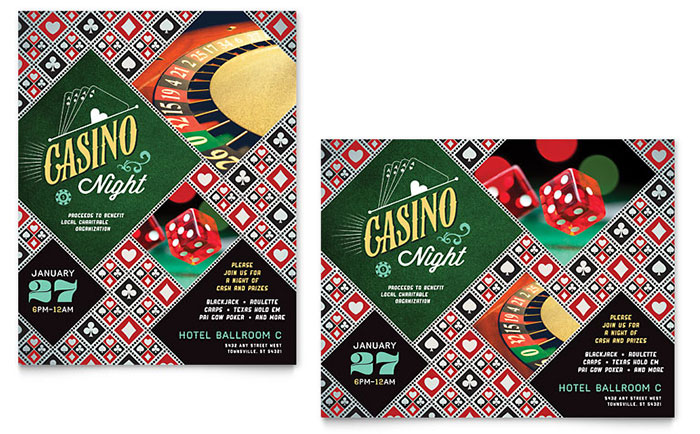 Casino Night Poster Template - Word, Publisher, InDesign, Illustrator, Pages, QuarkXPress, CorelDraw