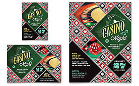 Casino Night Flyer & Ad Template - Word, Publisher, InDesign, Illustrator, Pages, QuarkXPress, CorelDraw