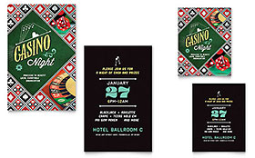 Casino Night Note Card Template - Word, Publisher, InDesign, Illustrator, Pages, QuarkXPress, CorelDraw
