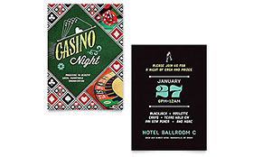 Casino Night Invitation Template - Word, Publisher, InDesign, Illustrator, Pages, QuarkXPress, CorelDraw