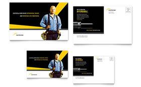 Electrician Postcard Template - Word, Publisher, InDesign, Illustrator, Pages, QuarkXPress, CorelDraw