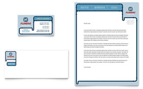 Plumbing Services Business Card & Letterhead Template - Word, Publisher, InDesign, Illustrator, Pages, QuarkXPress, CorelDraw