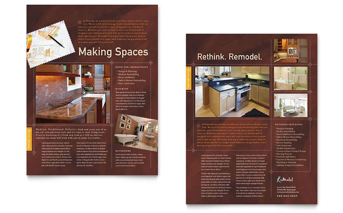 Home Remodeling Datasheet Template - Word, Publisher, InDesign, Illustrator, Pages, QuarkXPress, CorelDraw