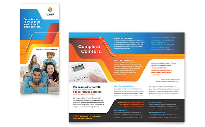 HVAC Trifold Brochure Template - Word, Publisher, InDesign, Illustrator, Pages, QuarkXPress, CorelDraw