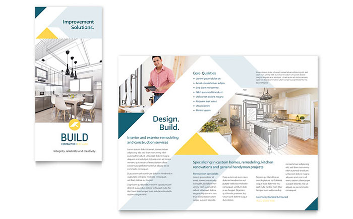 Contractor Trifold Brochure Template - Word, Publisher, InDesign, Illustrator, Pages, QuarkXPress, CorelDraw