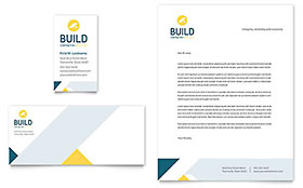 Contractor Business Card & Letterhead Template - Word, Publisher, InDesign, Illustrator, Pages, QuarkXPress, CorelDraw