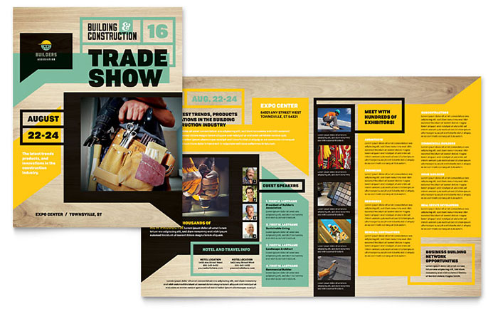 Builder's Trade Show Brochure Template - Word, Publisher, InDesign, Illustrator, Pages, QuarkXPress, CorelDraw