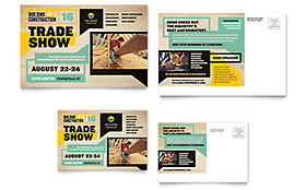Builder's Trade Show Postcard Template - Word, Publisher, InDesign, Illustrator, Pages, QuarkXPress, CorelDraw