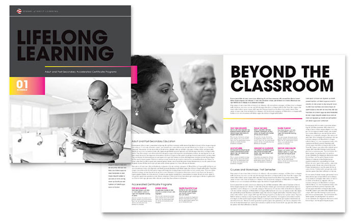 Adult Education & Business School Brochure Template - Word, Publisher, InDesign, Illustrator, Pages, QuarkXPress, CorelDraw