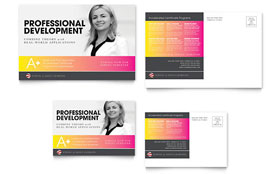Adult Education & Business School Postcard Template - Word, Publisher, InDesign, Illustrator, Pages, QuarkXPress, CorelDraw