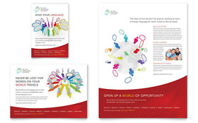 Language School Flyer & Ad Template - Word, Publisher, InDesign, Illustrator, Pages, QuarkXPress, CorelDraw