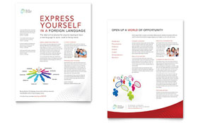 Language School Datasheet Template - Word, Publisher, InDesign, Illustrator, Pages, QuarkXPress, CorelDraw