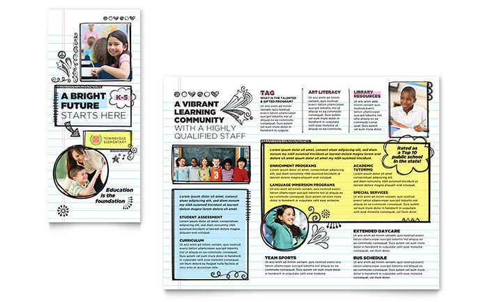 Elementary School Trifold Brochure Template - Word, Publisher, InDesign, Illustrator, Pages, QuarkXPress, CorelDraw