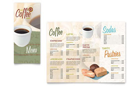 Coffee Shop Takeout Menu Template - Word, Publisher, InDesign, Illustrator, Pages, QuarkXPress, CorelDraw