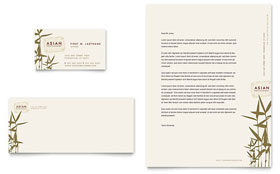 Asian Restaurant Business Card & Letterhead Template - Word, Publisher, InDesign, Illustrator, Pages, QuarkXPress, CorelDraw
