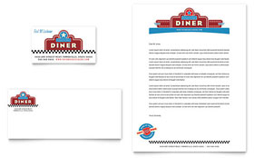 American Diner Restaurant Business Card & Letterhead Template - Word, Publisher, InDesign, Illustrator, Pages, QuarkXPress, CorelDraw
