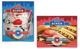 American Diner Restaurant Poster Template - Word, Publisher, InDesign, Illustrator, Pages, QuarkXPress, CorelDraw