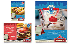American Diner Restaurant Flyer & Ad Template - Word, Publisher, InDesign, Illustrator, Pages, QuarkXPress, CorelDraw