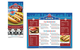 American Diner Restaurant Takeout Menu Template - Word, Publisher, InDesign, Illustrator, Pages, QuarkXPress, CorelDraw