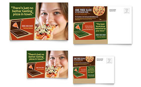 Pizza Pizzeria Restaurant Postcard Template - Word, Publisher, InDesign, Illustrator, Pages, QuarkXPress, CorelDraw