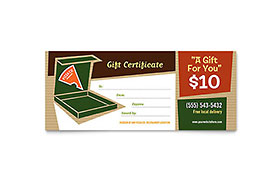 Pizza Pizzeria Restaurant Gift Certificate Template - Word, Publisher, InDesign, Illustrator, Pages, QuarkXPress, CorelDraw