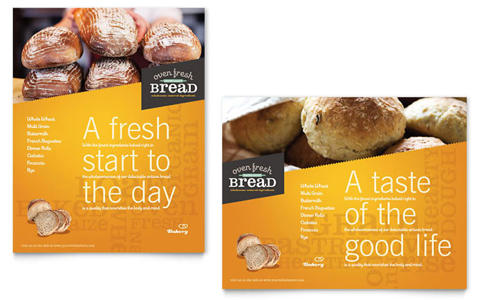Artisan Bakery Poster Template - Word, Publisher, InDesign, Illustrator, Pages, QuarkXPress, CorelDraw