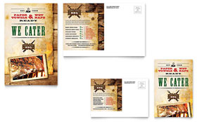 Steakhouse BBQ Restaurant Postcard Template - Word, Publisher, InDesign, Illustrator, Pages, QuarkXPress, CorelDraw