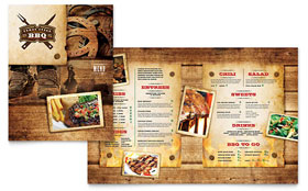 Steakhouse BBQ Restaurant Menu Template - Word, Publisher, InDesign, Illustrator, Pages, QuarkXPress, CorelDraw