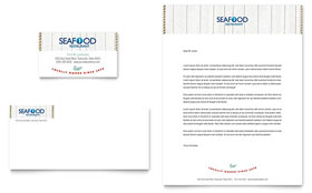 Seafood Restaurant Business Card & Letterhead Template - Word, Publisher, InDesign, Illustrator, Pages, QuarkXPress, CorelDraw