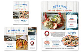 Seafood Restaurant Flyer & Ad Template - Word, Publisher, InDesign, Illustrator, Pages, QuarkXPress, CorelDraw