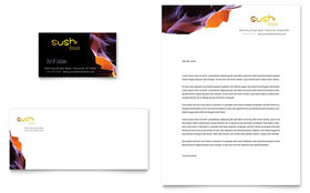Sushi Restaurant Business Card & Letterhead Template - Word, Publisher, InDesign, Illustrator, Pages, QuarkXPress, CorelDraw