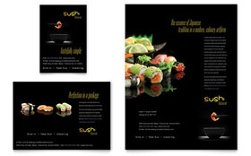 Sushi Restaurant Flyer & Ad Template - Word, Publisher, InDesign, Illustrator, Pages, QuarkXPress, CorelDraw