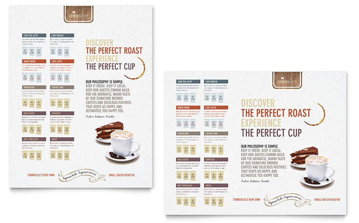 Coffee Shop Poster Template - Word, Publisher, InDesign, Illustrator, Pages, QuarkXPress, CorelDraw