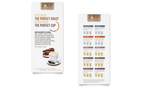 Coffee Shop Rack Card Template - Word, Publisher, InDesign, Illustrator, Pages, QuarkXPress, CorelDraw