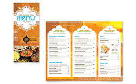 Indian Restaurant Takeout Menu Template - Word, Publisher, InDesign, Illustrator, Pages, QuarkXPress, CorelDraw