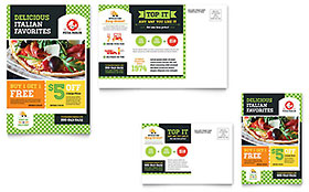Pizza Parlor Postcard Template - Word, Publisher, InDesign, Illustrator, Pages, QuarkXPress, CorelDraw