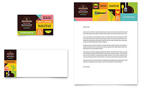 Mexican Food & Cantina Business Card & Letterhead Template - Word, Publisher, InDesign, Illustrator, Pages, QuarkXPress, CorelDraw