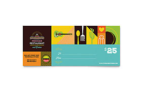 Mexican Food & Cantina Gift Certificate Template - Word, Publisher, InDesign, Illustrator, Pages, QuarkXPress, CorelDraw