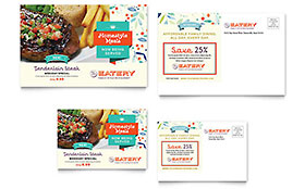 Family Restaurant Postcard Template - Word, Publisher, InDesign, Illustrator, Pages, QuarkXPress, CorelDraw