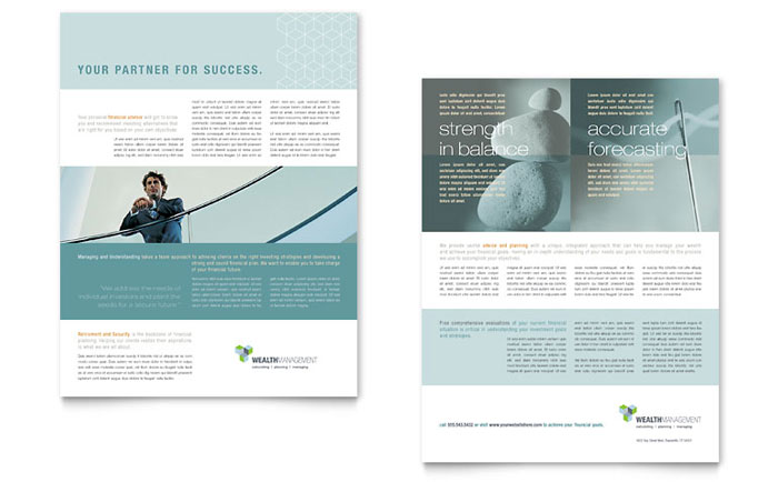 Wealth Management Services Datasheet Template - Word, Publisher, InDesign, Illustrator, Pages, QuarkXPress, CorelDraw