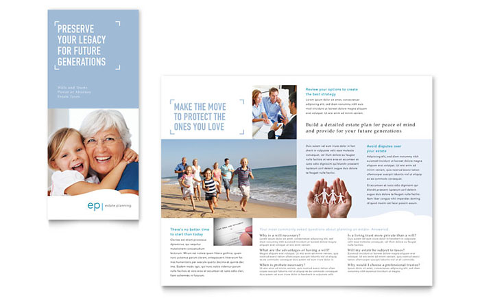 Estate Planning Trifold Brochure Template - Word, Publisher, InDesign, Illustrator, Pages, QuarkXPress, CorelDraw