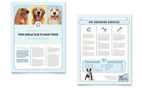 Pet Grooming Service Datasheet Template - Word, Publisher, InDesign, Illustrator, Pages, QuarkXPress, CorelDraw